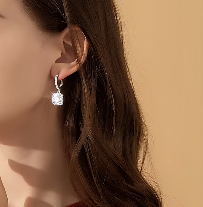Brincos Moissanite Brilhante Banhado a Ouro Branco 18k