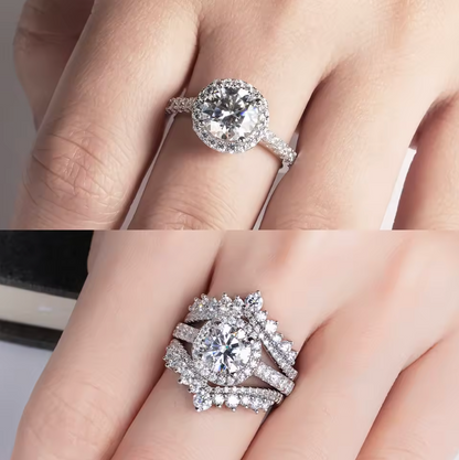 Anel Coroa Brilhante Moissanite Cravejado