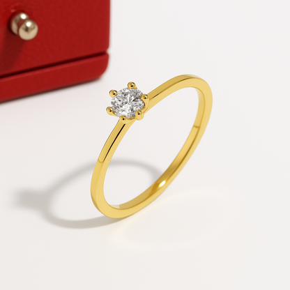 Anel Solitário Sereno Moissanite Banhado a Ouro 18k