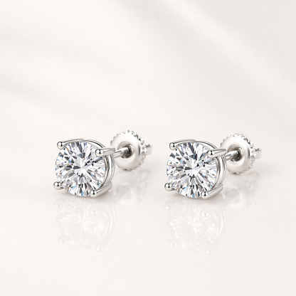 Brinco Solitário 4 Garras Moissanite Banhado a Ouro 18k