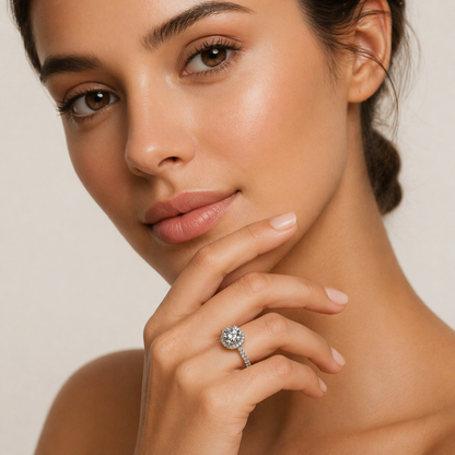 Anel Coroa Brilhante Moissanite Cravejado Banhado a Ouro 18k