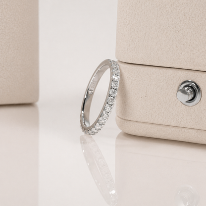 Meia Aliança Ursa 60 Pontos Moissanite Banhada a Ouro 18k