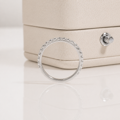Meia Aliança Ursa 60 Pontos Moissanite Banhada a Ouro 18k