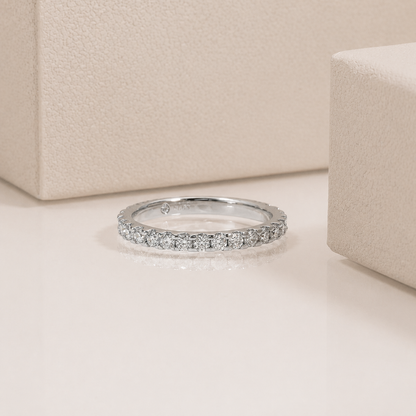 Meia Aliança Ursa 60 Pontos Moissanite Banhada a Ouro 18k