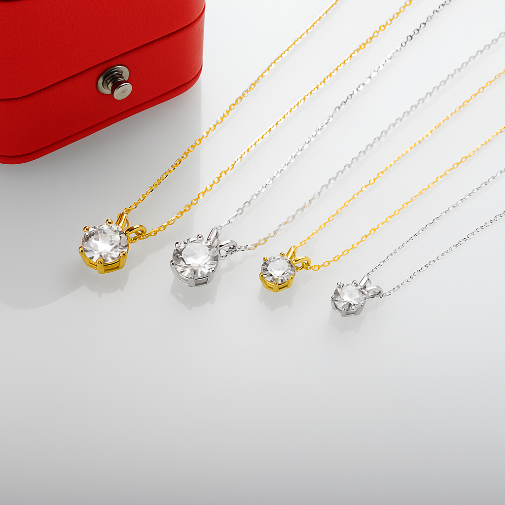 Colar Brilhante 6 Garras Moissanite em Prata