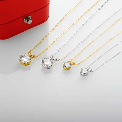 Colar Brilhante 6 Garras Moissanite em Prata