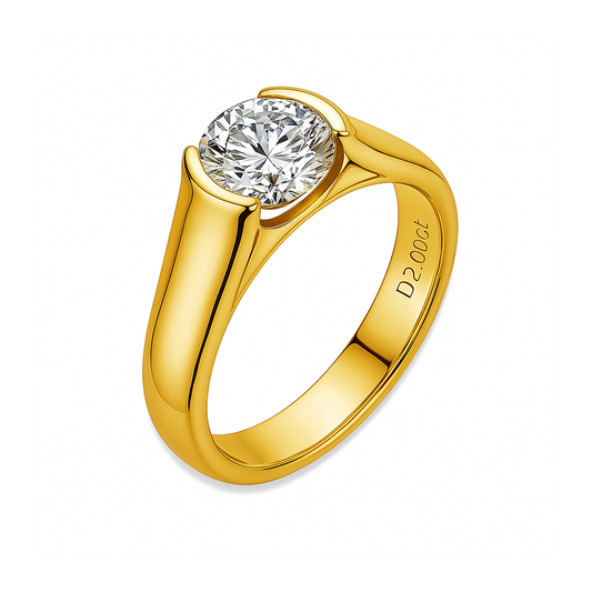 Anel Luar Solitário Moissanite