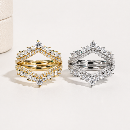 Meia Aliança Celestial Moissanite Banhada a Ouro 18k