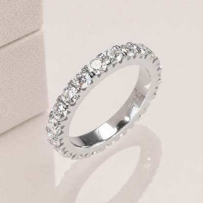 Aliança 200 Pontos Moissanite Banhada a Ouro Branco 18k