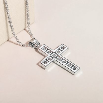 Colar Crucifixo Moissanite Cravejado Banhado a Ouro