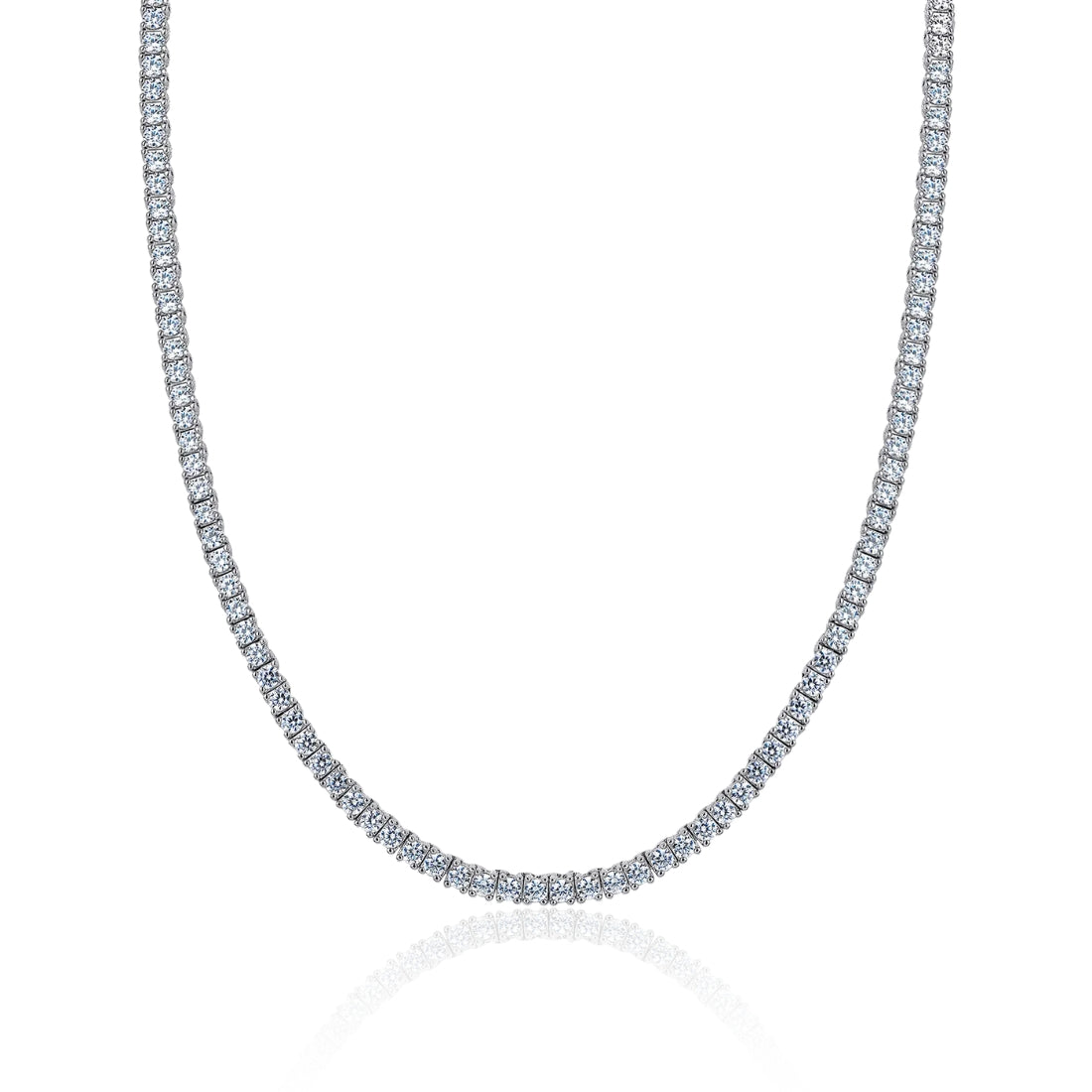 Colar Riviera Moissanite 3mm Banhado a Ouro Branco