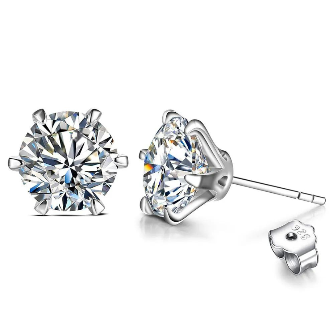 Brinco Solitário 6 Garras Moissanite - Loratta 