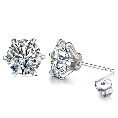 Brinco Solitário 6 Garras Moissanite - Loratta 