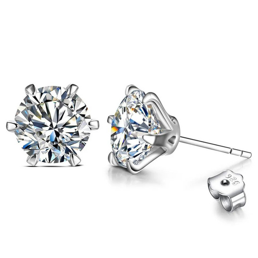Brinco Solitário 6 Garras Moissanite - Loratta 