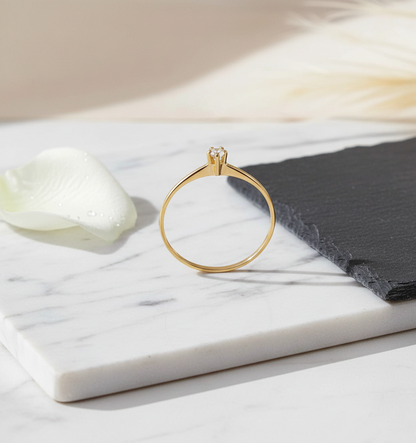 Anel Solitário Vega Moissanite 2mm em Ouro 18k