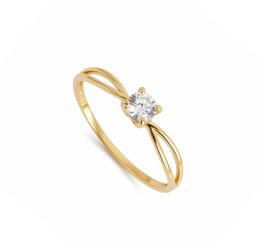 Anel Solitário Veneza Moissanite 3,5mm em Ouro 18k