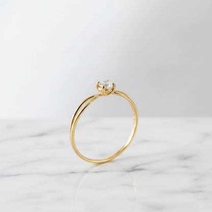 Anel Solitário Veneza Moissanite 3,5mm em Ouro 18k