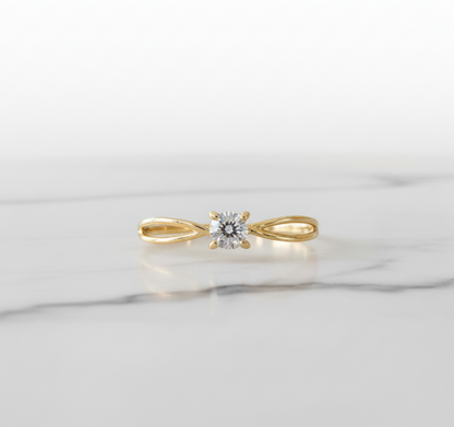 Anel Solitário Veneza Moissanite 3,5mm em Ouro 18k