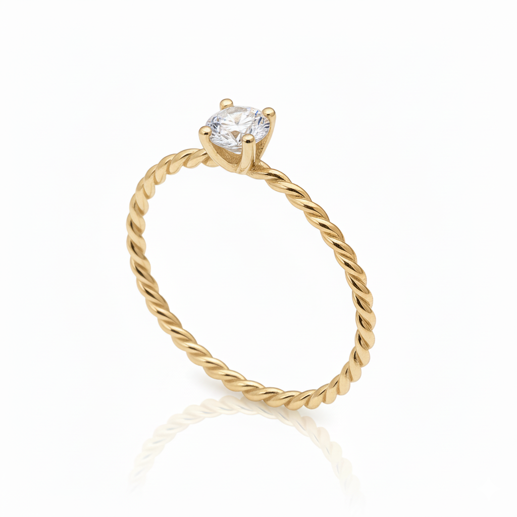 Anel Solitário Orion Moissanite 3mm em Ouro 18k