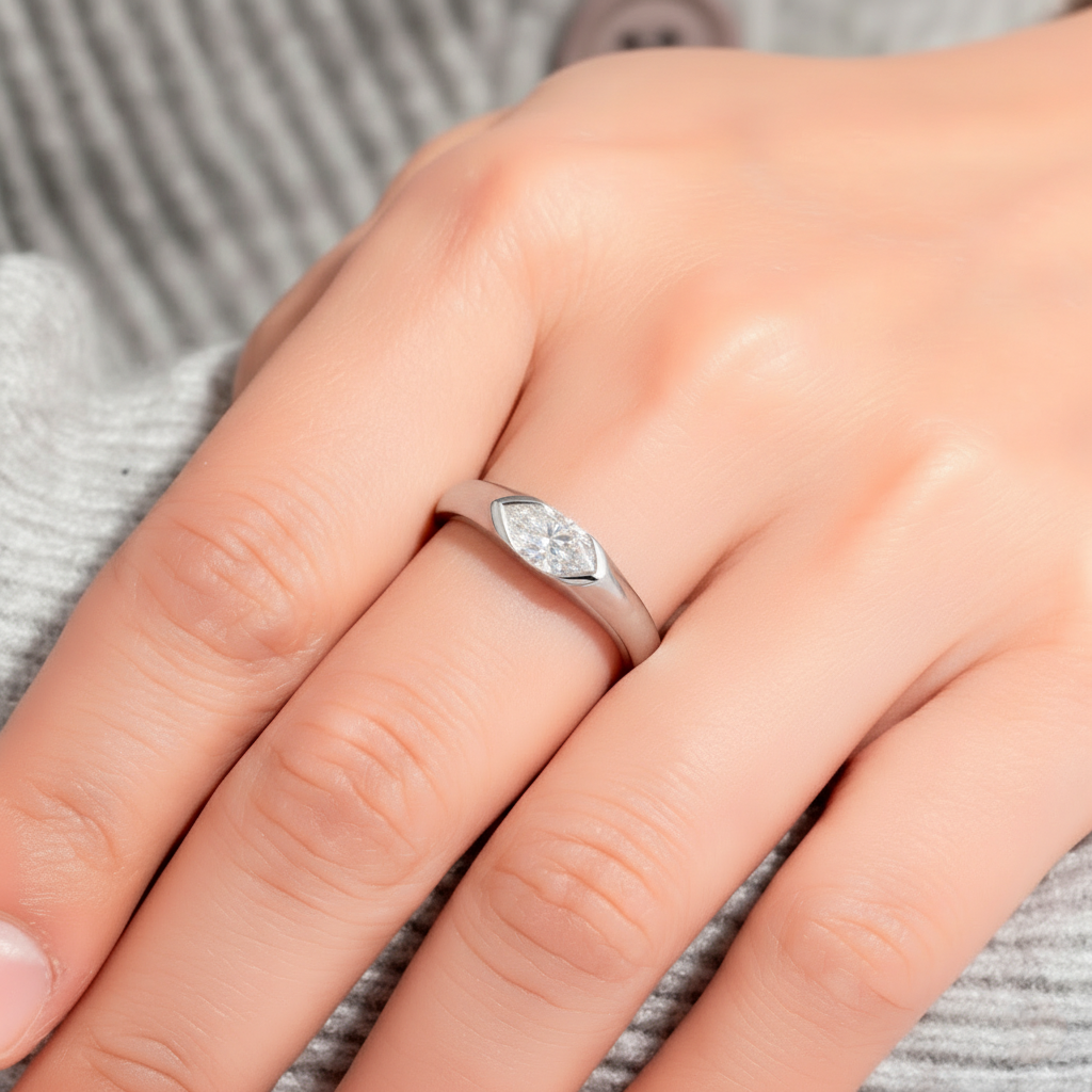 Anel Marquesa Moissanite Banhado a Ouro 18k