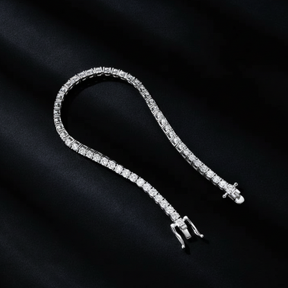 Pulseira Riviera Moissanite 3mm Banhada a Ródio