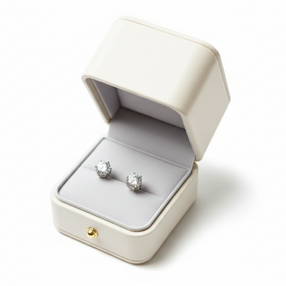 Brinco Solitário 6 Garras Moissanite Banhado a Ouro 18k