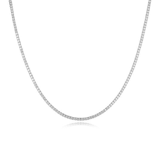Colar Riviera Moissanite 2mm Banhado a Ouro Branco