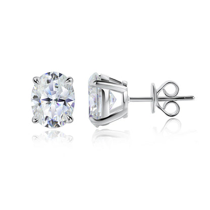 Brinco Solitário Oval Moissanite