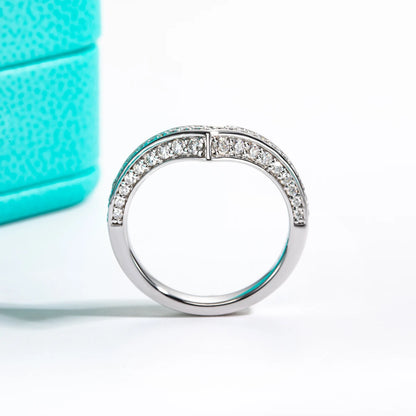 Meia Aliança Vênus Moissanite em Prata Banhada a Ouro