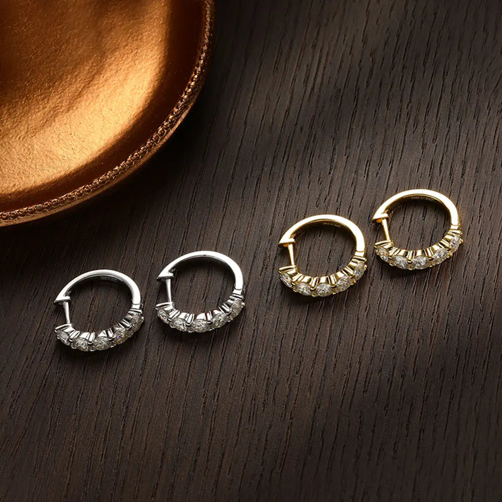 Brinco Quinteto Moissanite Banhado a Ouro 18k