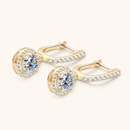 Brinco Encanto Circular Moissanite Banhado a Ouro 18k
