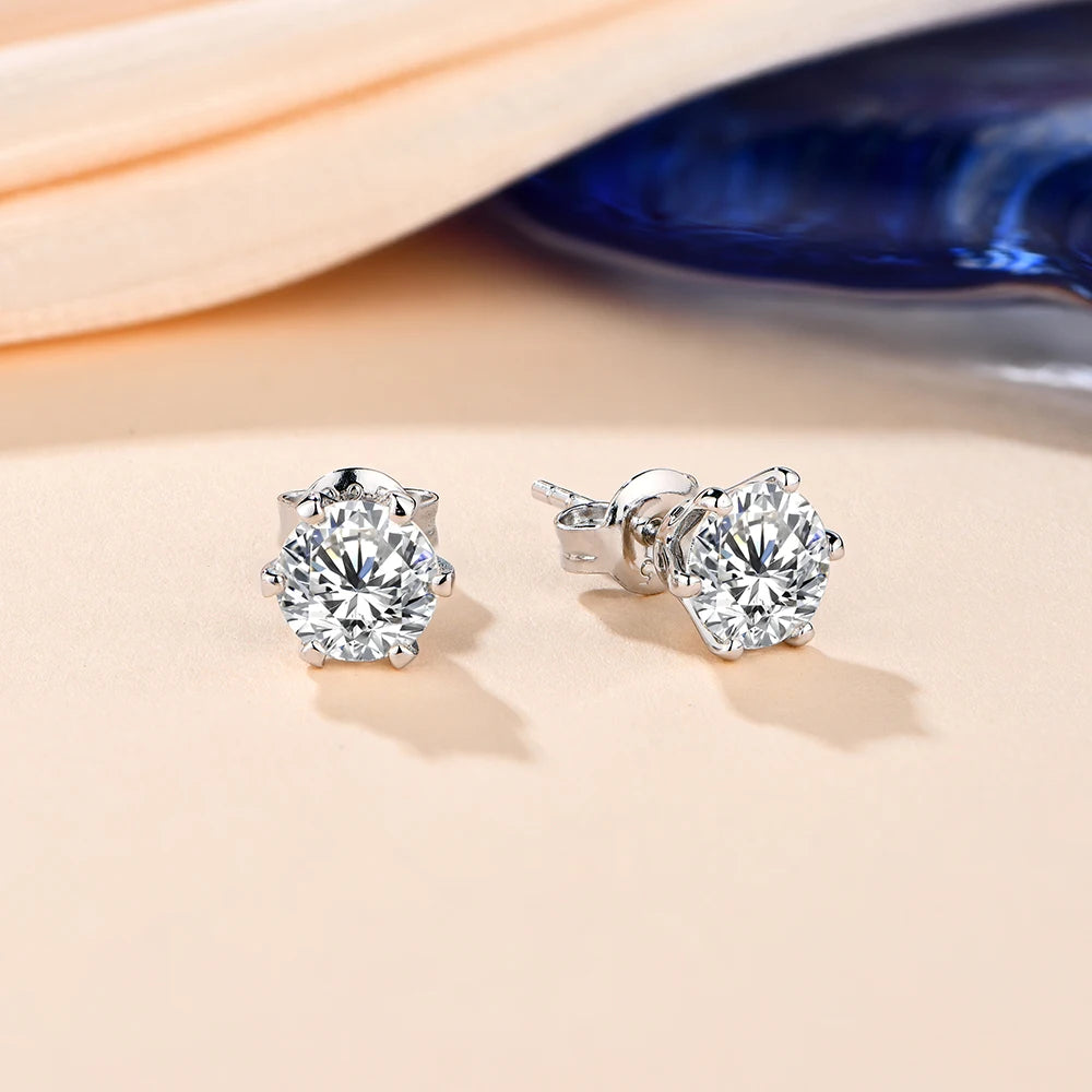 Brinco Solitário 6 Garras Moissanite - Loratta 