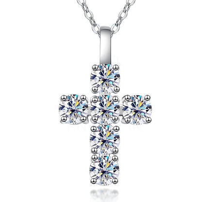 Colar Crucifixo Moissanite Banhado a Ouro