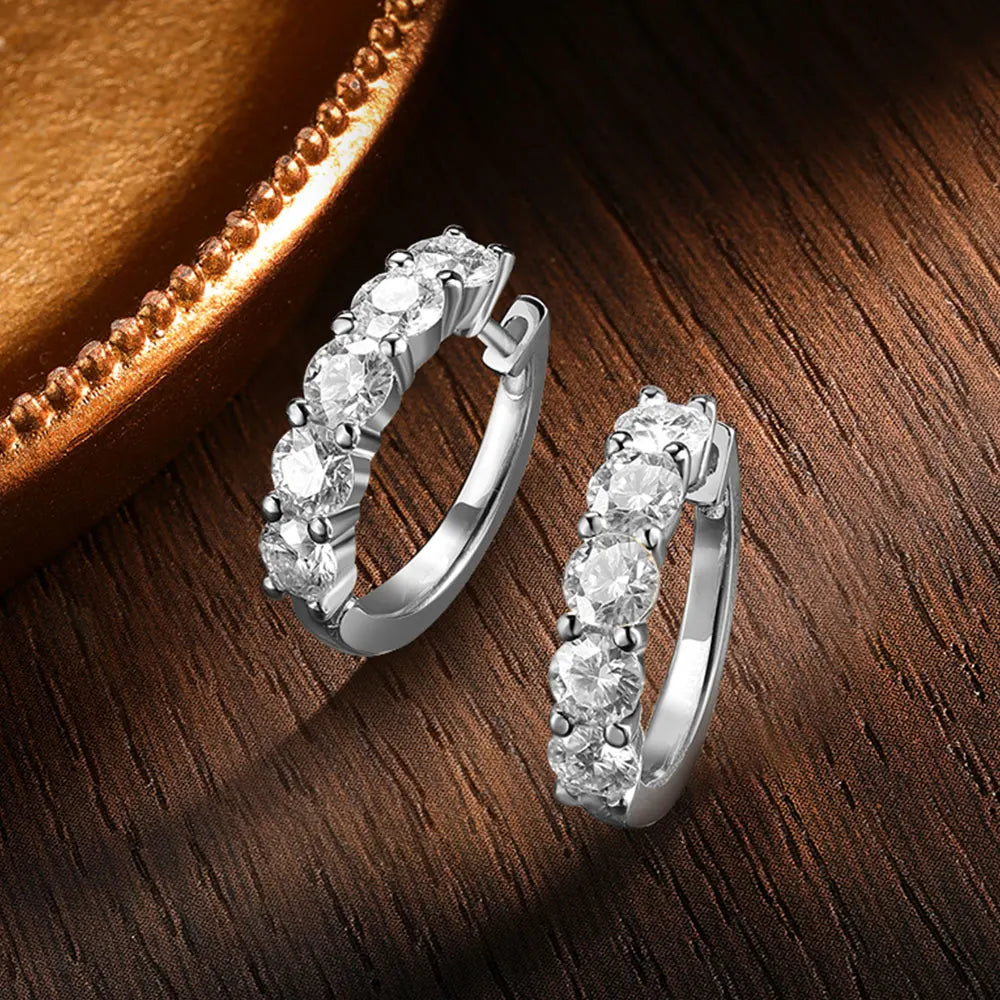 Brinco Quinteto Moissanite Banhado a Ouro 18k