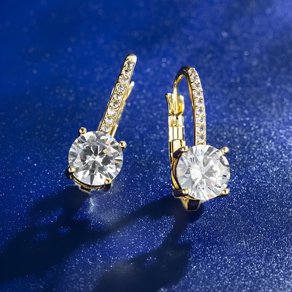 Brinco Ponto Cravejado Moissanite Banhado a Ouro 18k