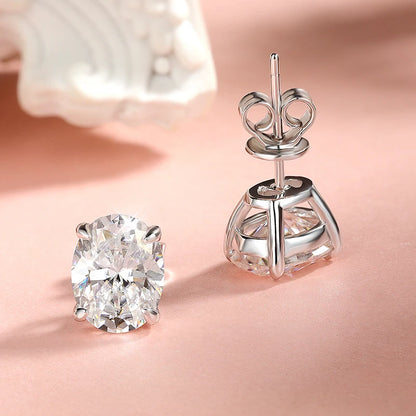 Brinco Solitário Oval Moissanite