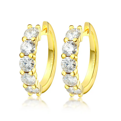 Brinco Quinteto Moissanite Banhado a Ouro 18k