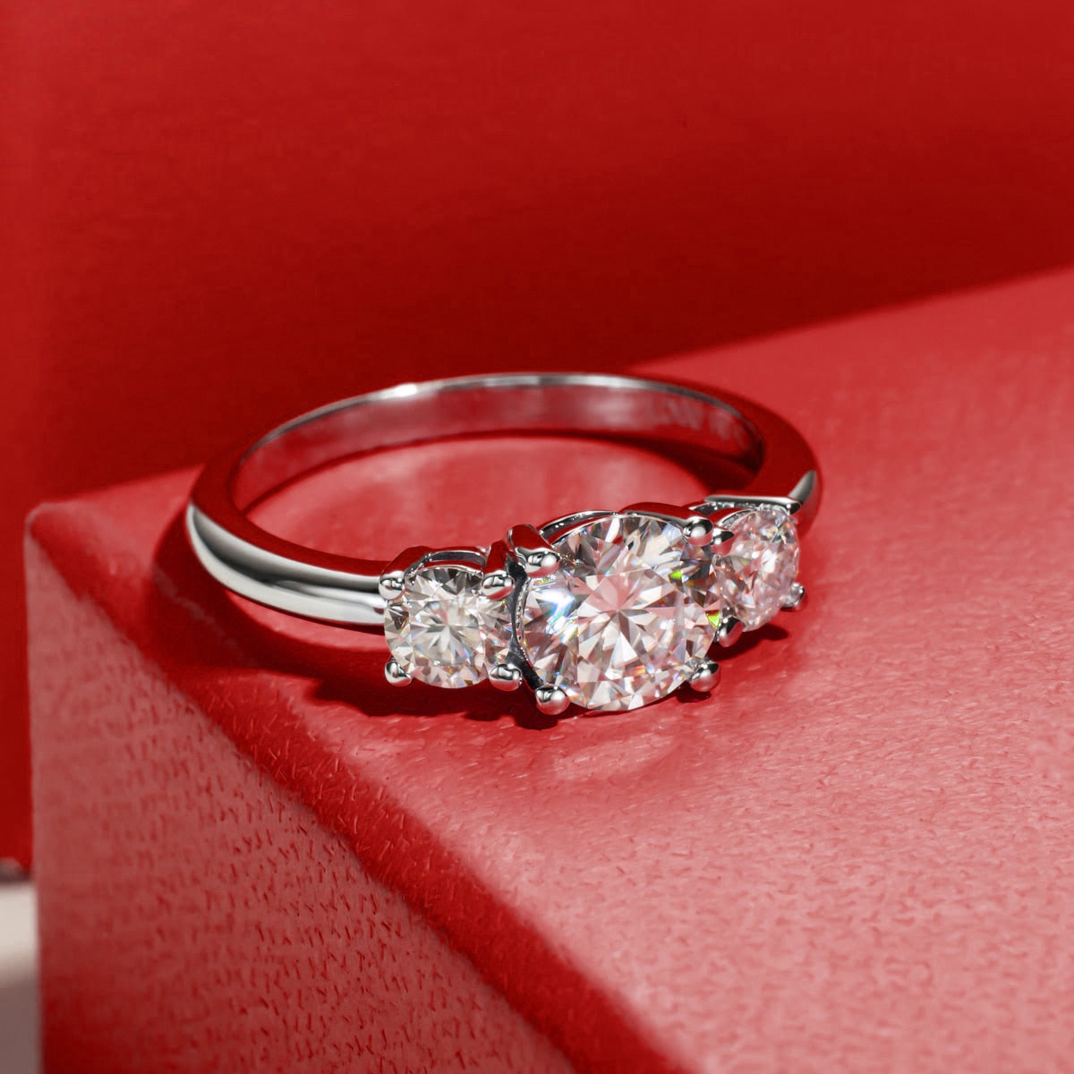 Anel Triplo Brilho Moissanite