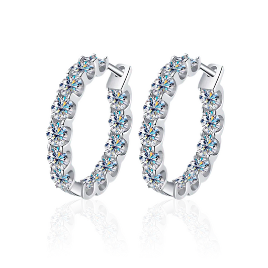 Brinco Argola Luxury Moissanite em Prata Banhada à Ouro 14k - Loratta 