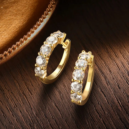 Brinco Quinteto Moissanite Banhado a Ouro 18k