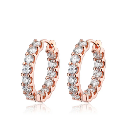 Brinco Argola Luxury Moissanite em Prata Banhada à Ouro 14k - Loratta 