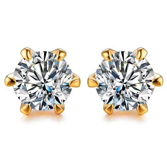 Brinco Ponto Brilhante Moissanite Banhado à Ouro 18k - Loratta 