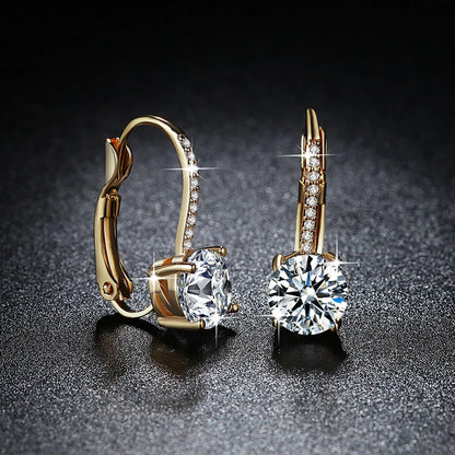 Brinco Ponto Cravejado Moissanite Banhado a Ouro 18k