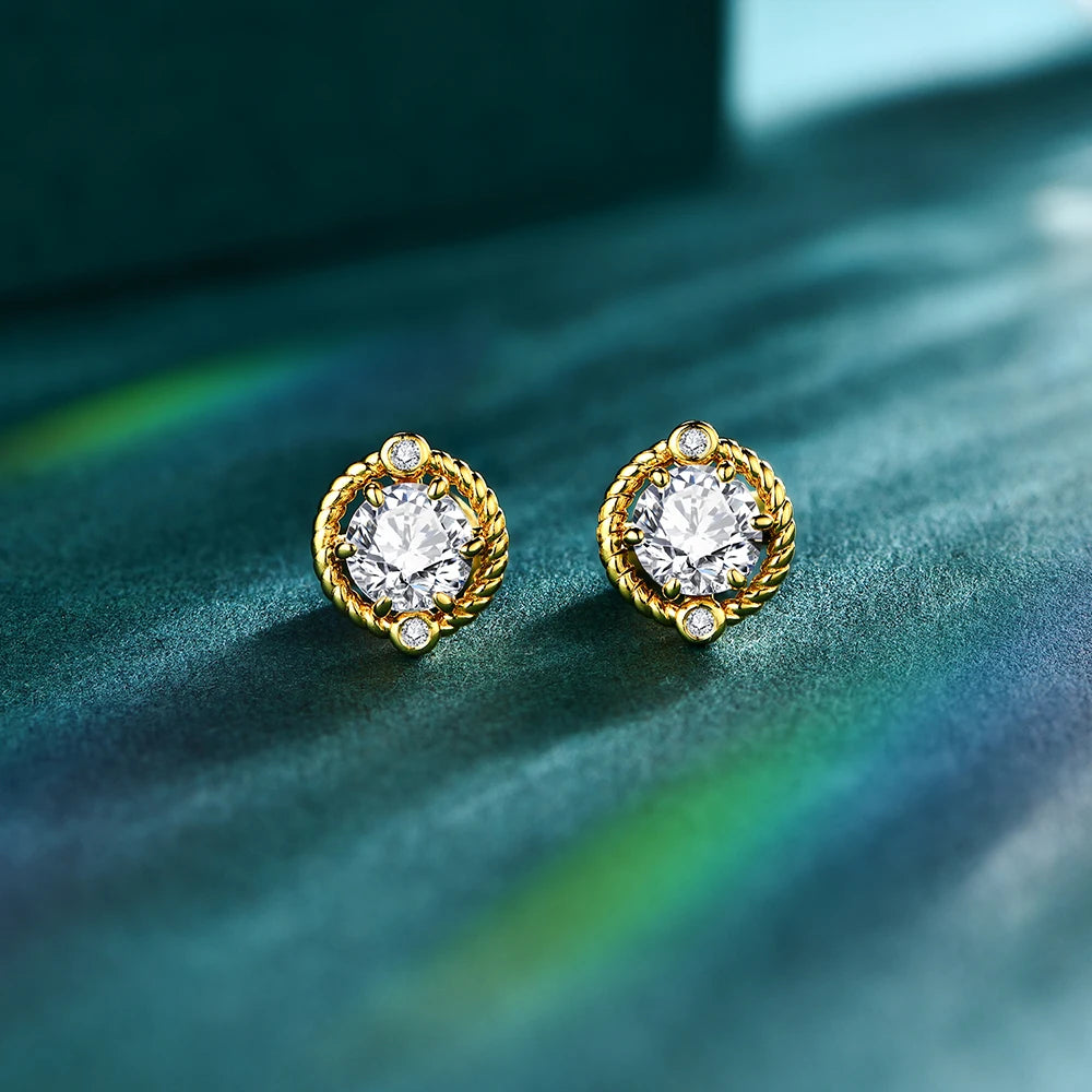 Brinco Espiral Moissanite Banhado à Ouro 18k - Loratta 