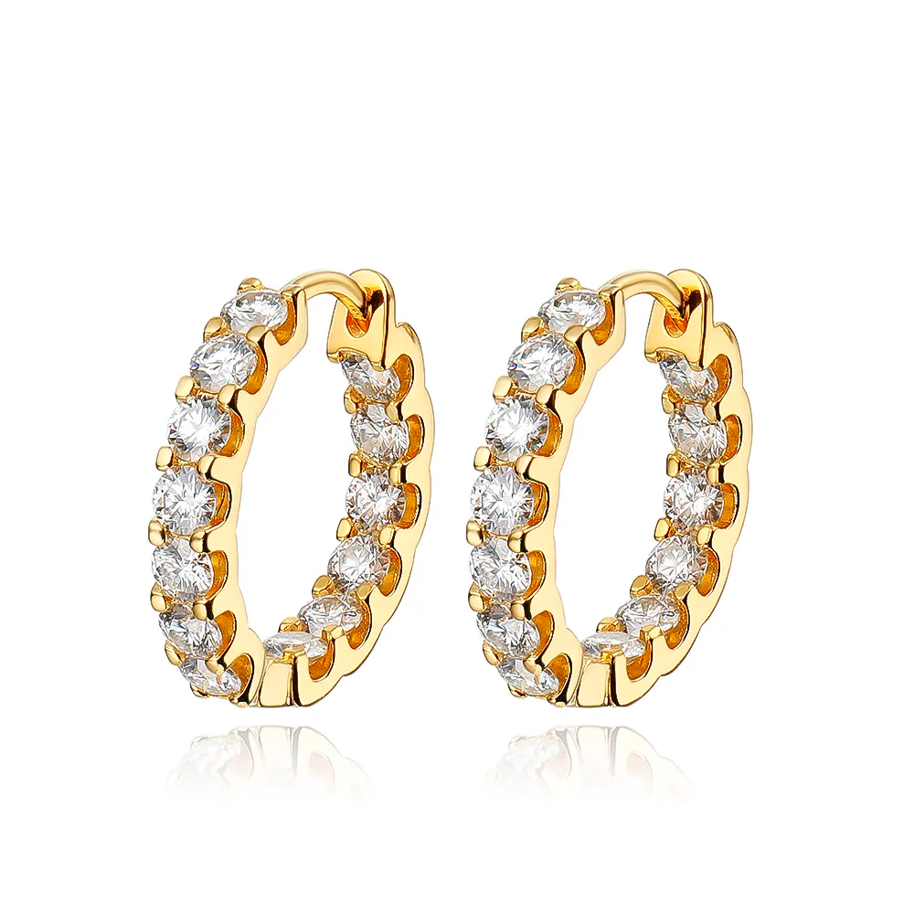 Brinco Argola Luxury Moissanite em Prata Banhada à Ouro 14k - Loratta 