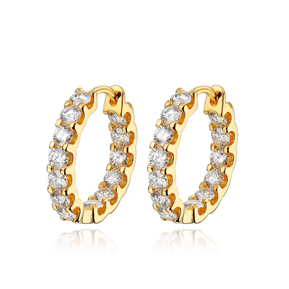 Brinco Argola Luxury Moissanite em Prata Banhada à Ouro 14k - Loratta 