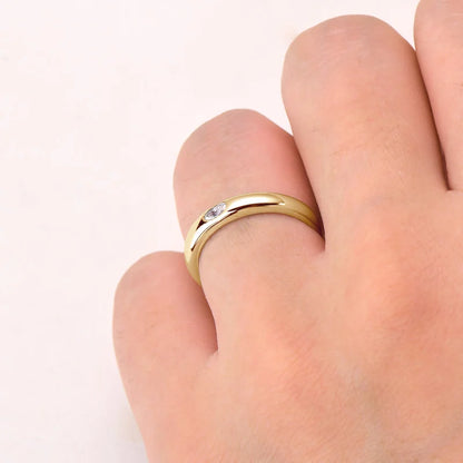 Aliança 10 Pontos Moissanite Prata Banhada à Ouro 14k - Loratta 