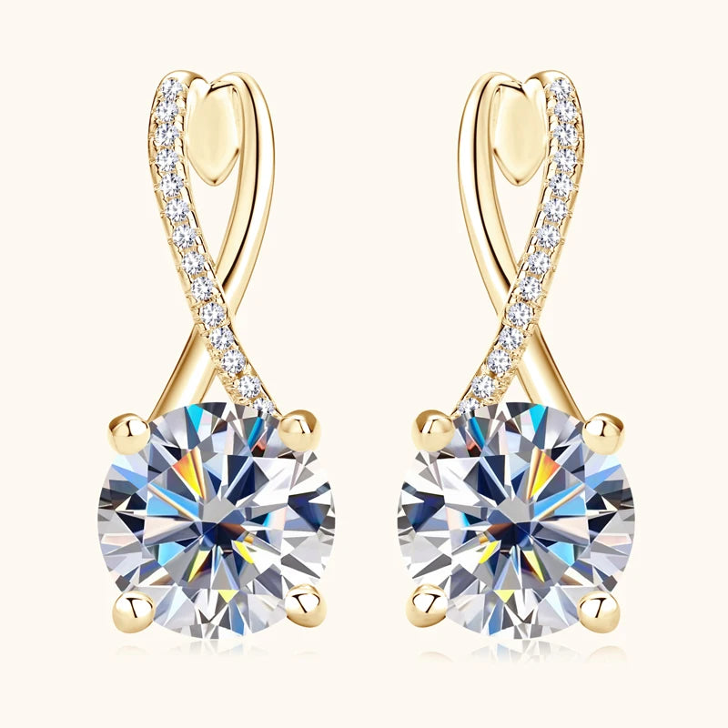 Brinco Luxo Infinito Moissanite Banhado a Ouro 18k