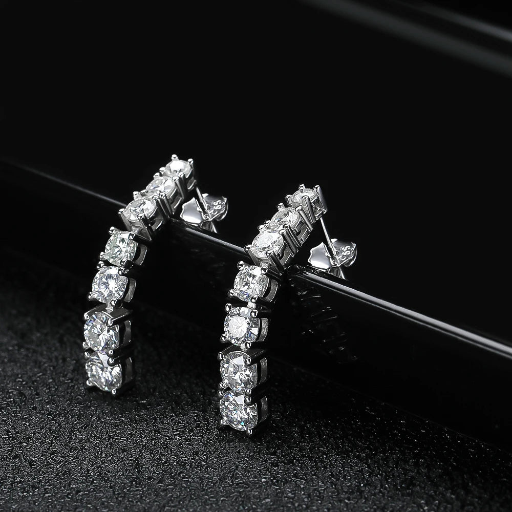 Brinco Pendente Moissanites Cravejados Prata Folheada à Ouro Branco 18k - Loratta 
