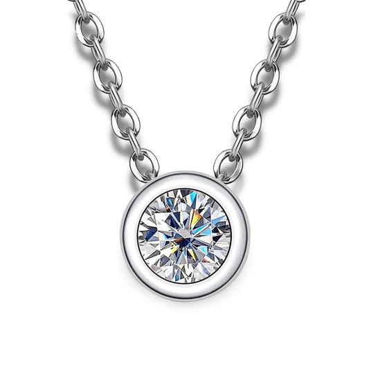 Colar Moissanite Brilhante em Prata Banhado a Ouro Branco